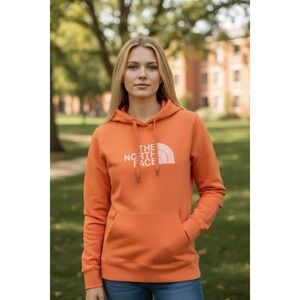 The North Face Womens Half Dome Pullover Hoodie Orange Large
